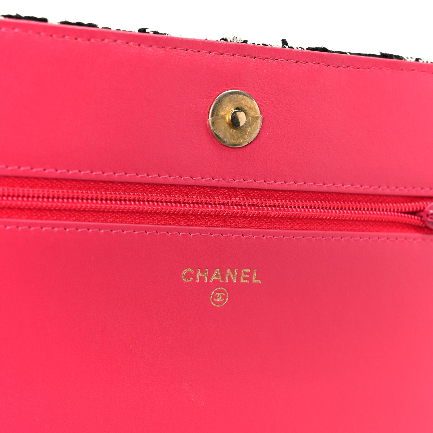 Chanel Tweed Calfskin Signe Wallet On Chain WOC Black Pink Orange