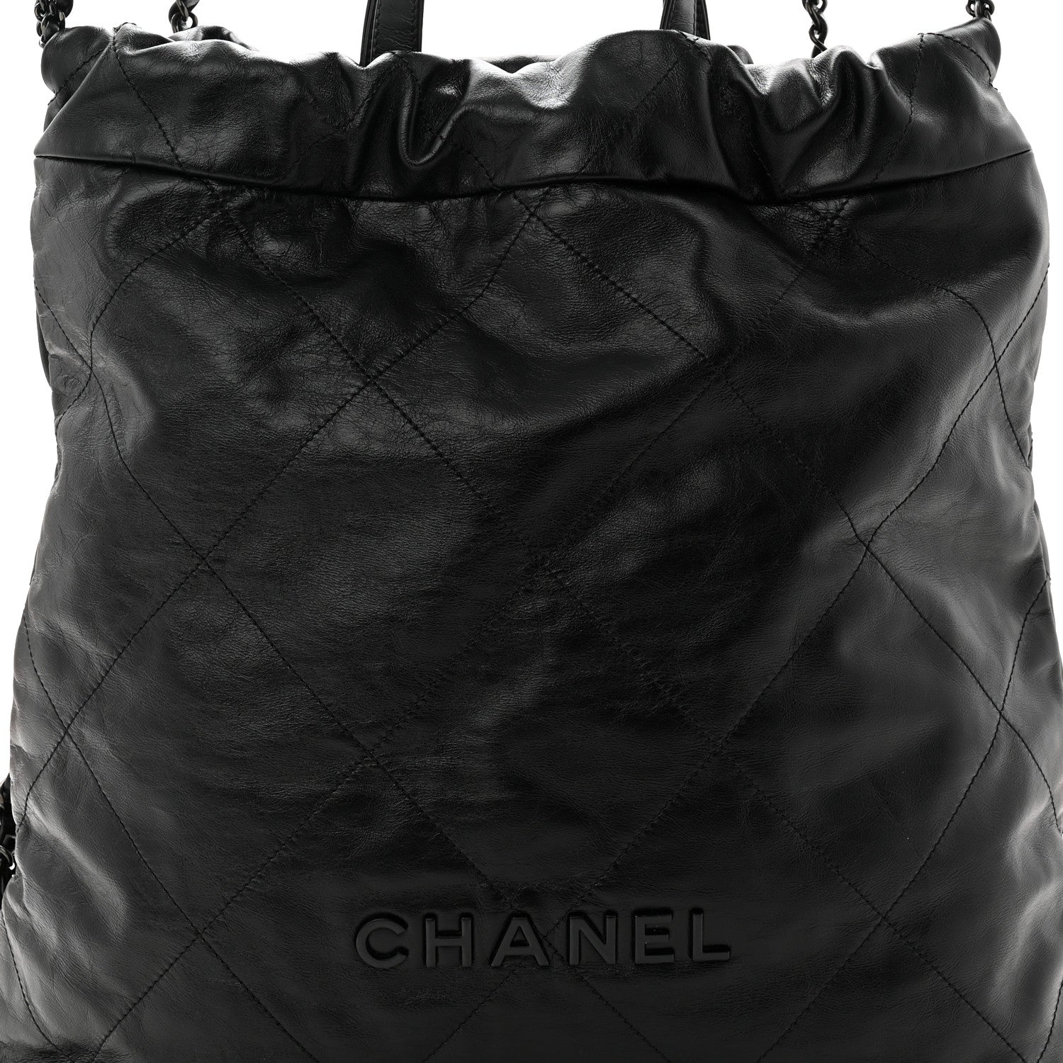 Chanel Shiny Calfskin Quilted Chanel 22 Backpack So Black