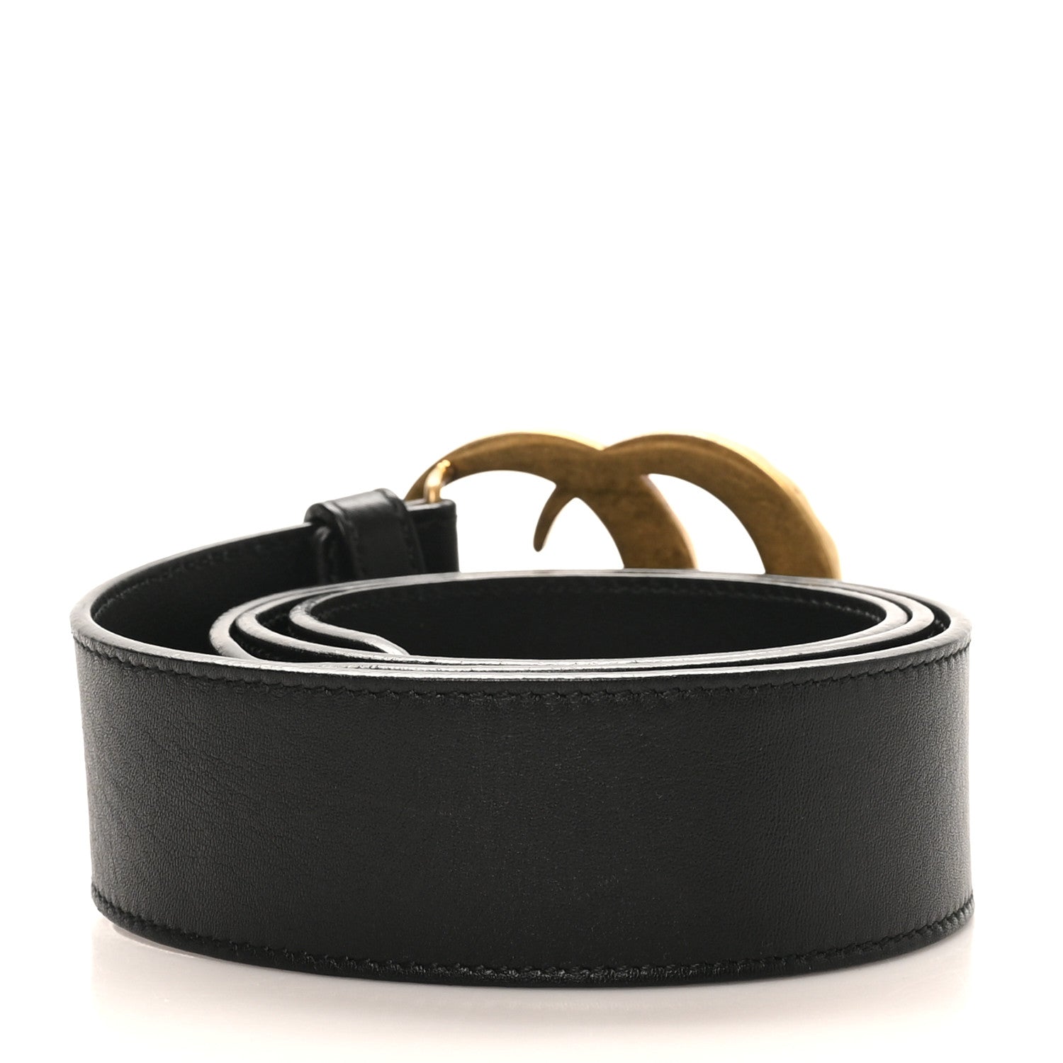 Gucci Moon Calfskin Pearl Double G 40mm Belt 90 36 Black Cream