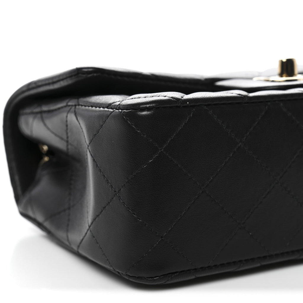 Chanel Lambskin Quilted Mini Rectangular Flap Black