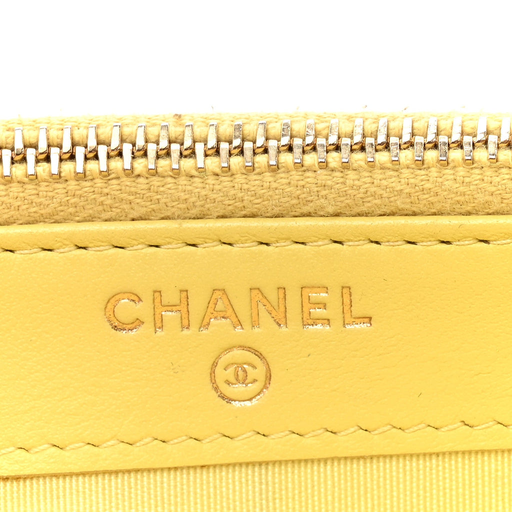 Chanel Caviar Quilted CC Filigree Clutch With Chain Yellow