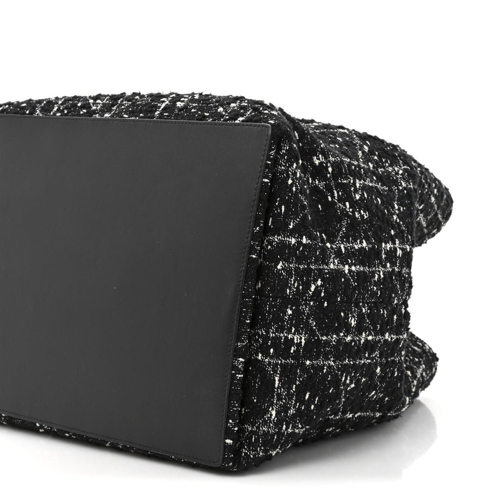 Christian Dior Tweed Cannage Large Toujours Black White