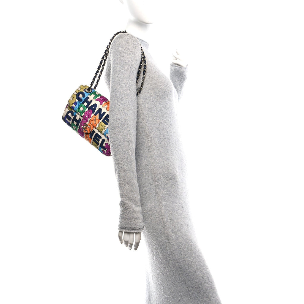 Chanel Printed Fabric Quilted Logo Single Flap Bag Multicolor