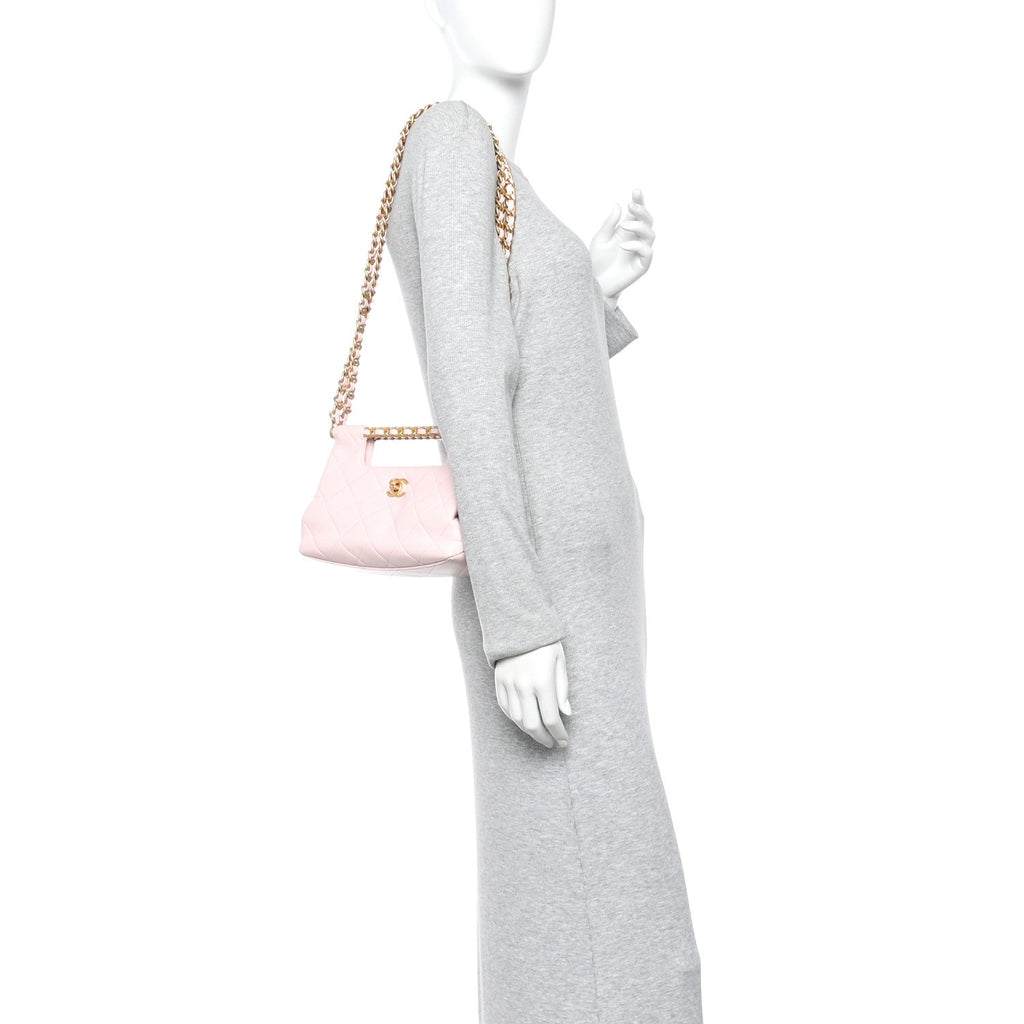 Chanel Shiny Lambskin Small Shopping Bag Light Pink
