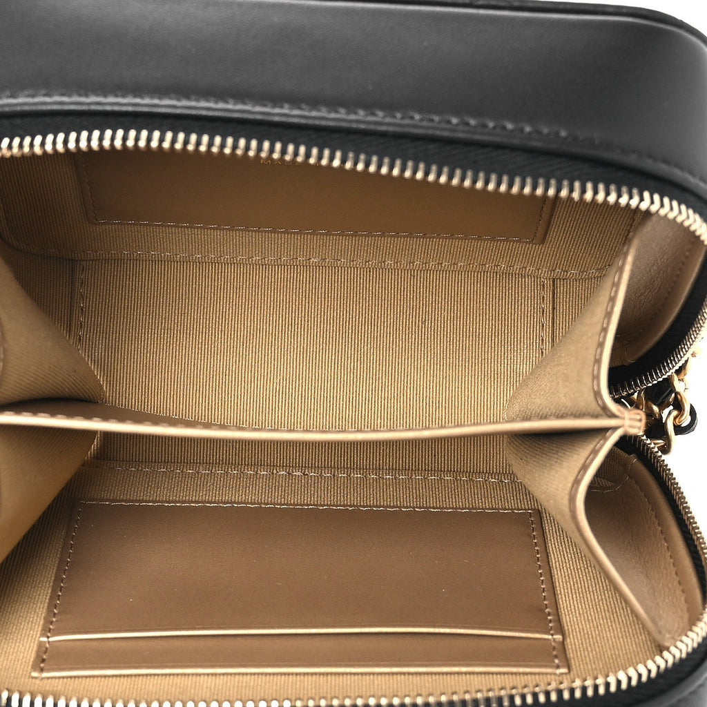 Chanel Lambskin Quilted CC Pearl Crush Camera Case Black