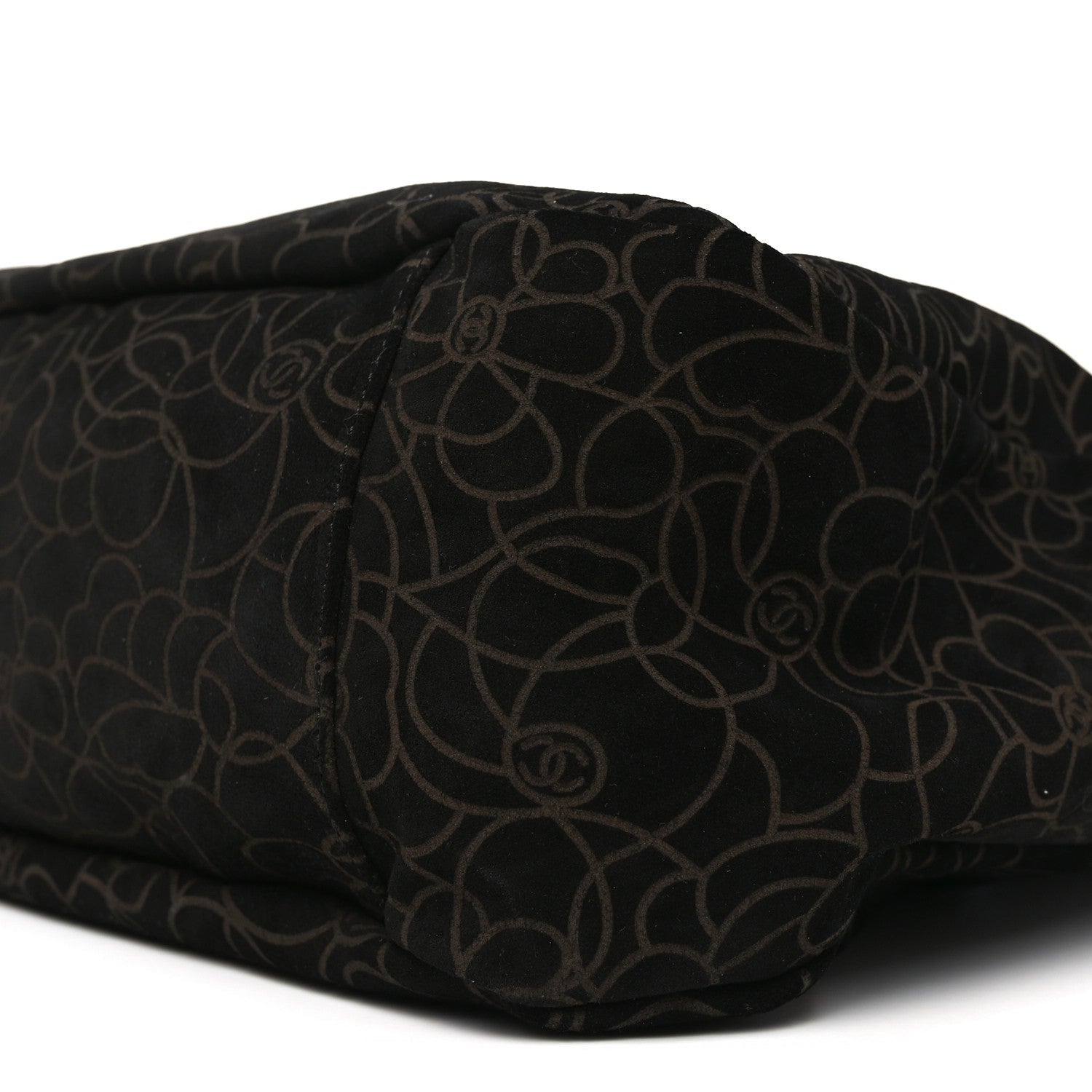 Chanel Suede Camellia Hobo Bag Black