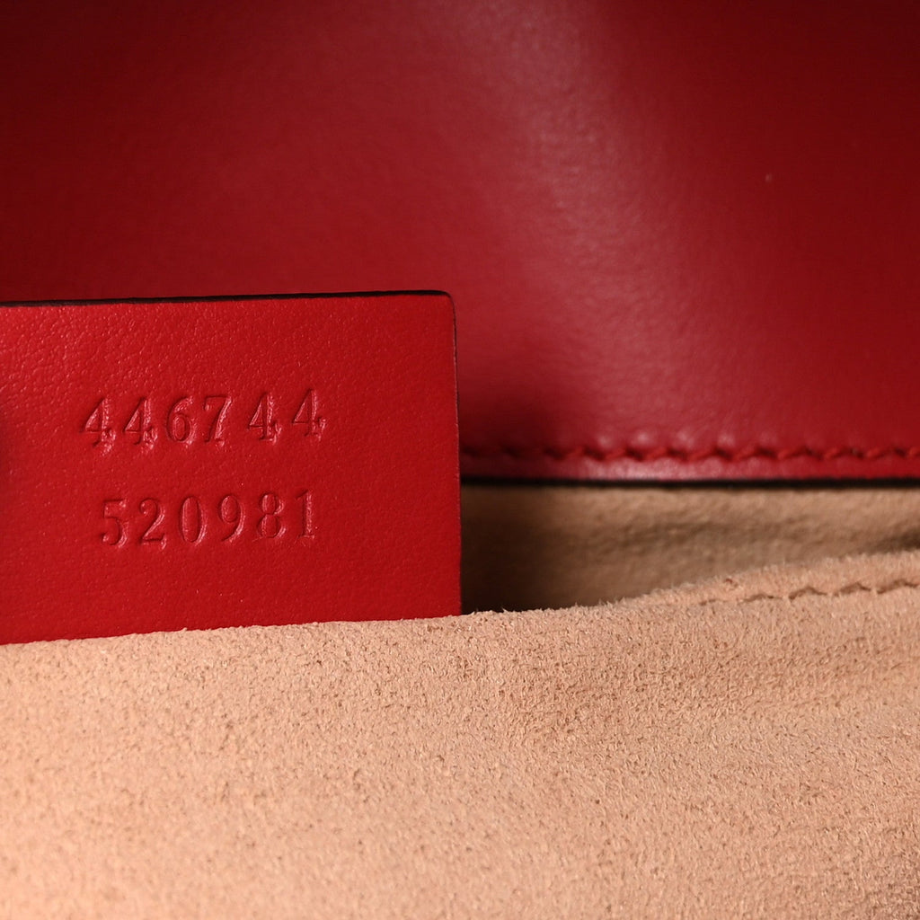 Gucci Calfskin Matelasse Mini GG Marmont Shoulder Bag Hibiscus Red