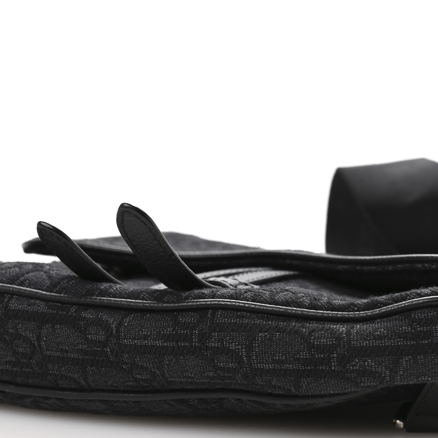 Christian Dior Oblique Mens Saddle Bag Black Blue