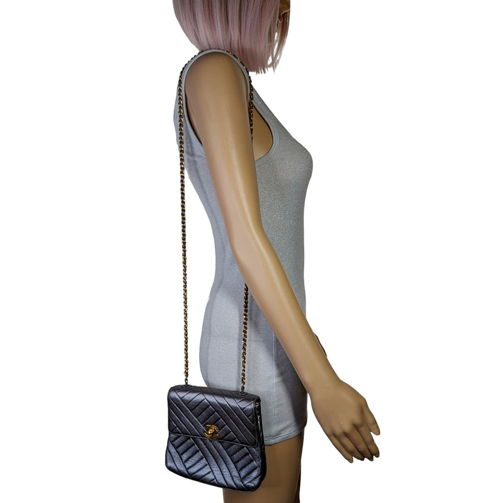 Chanel bag Vintage Chevron Quilted Square Flap Bag