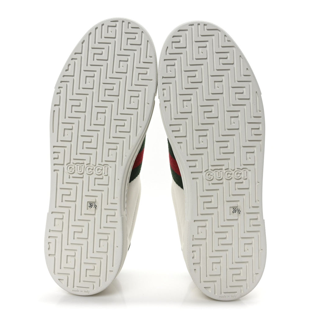 Gucci Calfskin Crocodile Web Womens Ace Sneakers 39.5 White Green