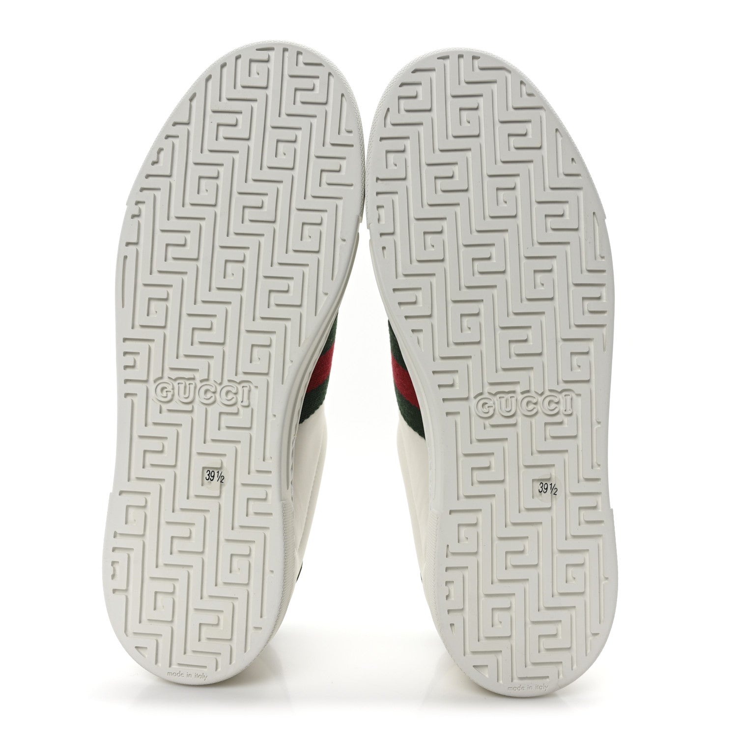 Gucci Calfskin Crocodile Web Womens Ace Sneakers 39.5 White Green