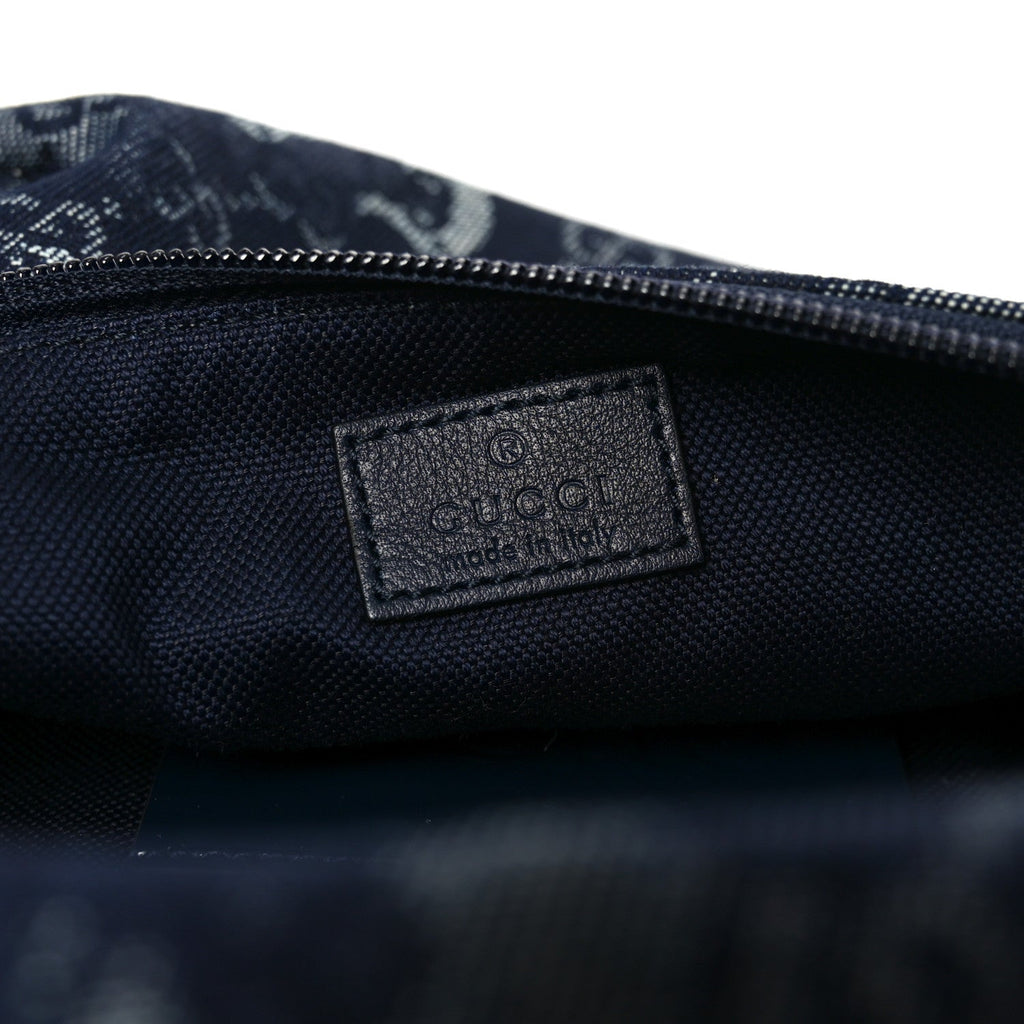 Gucci Denim Monogram Web Belt Bag Blue Multicolor