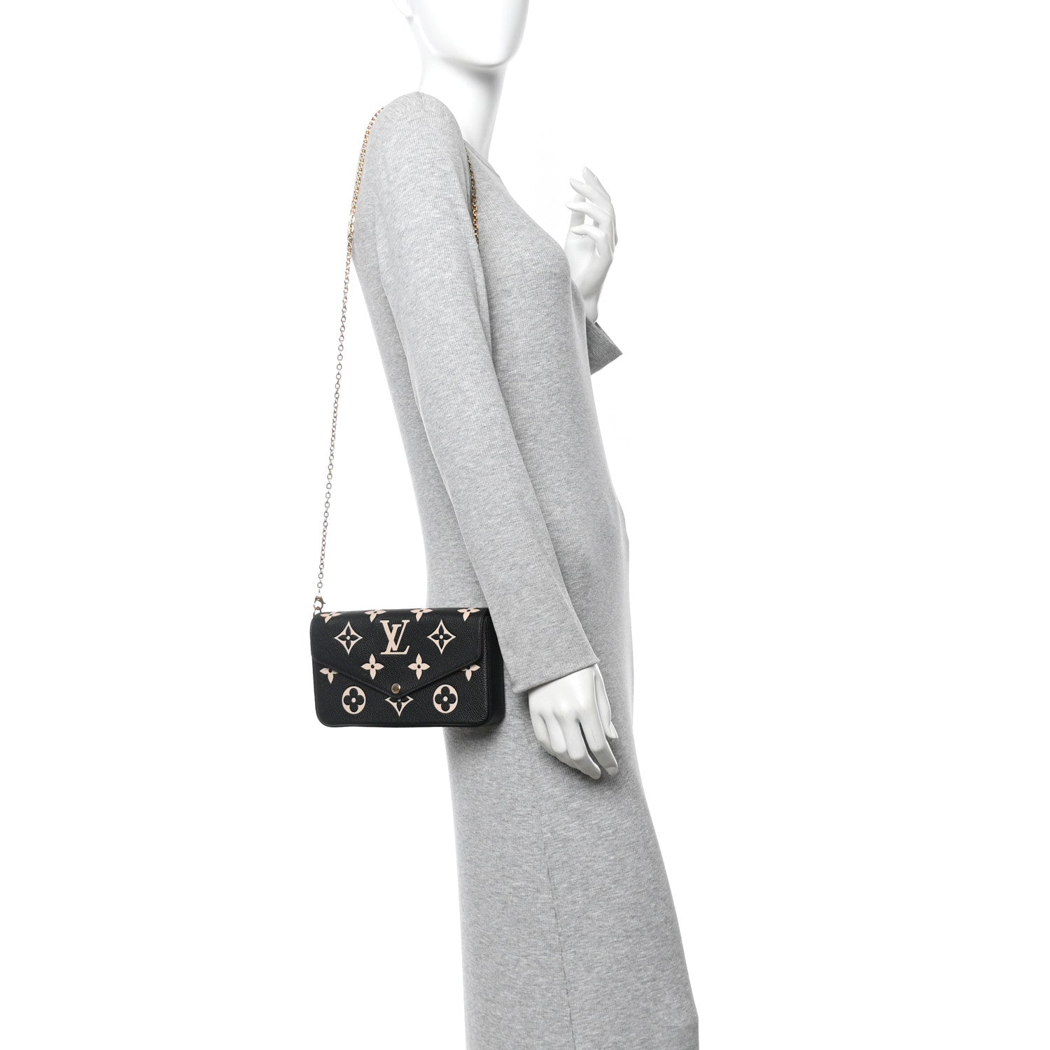 Louis Vuitton Empreinte Monogram Giant Felicie Pochette Black Beige