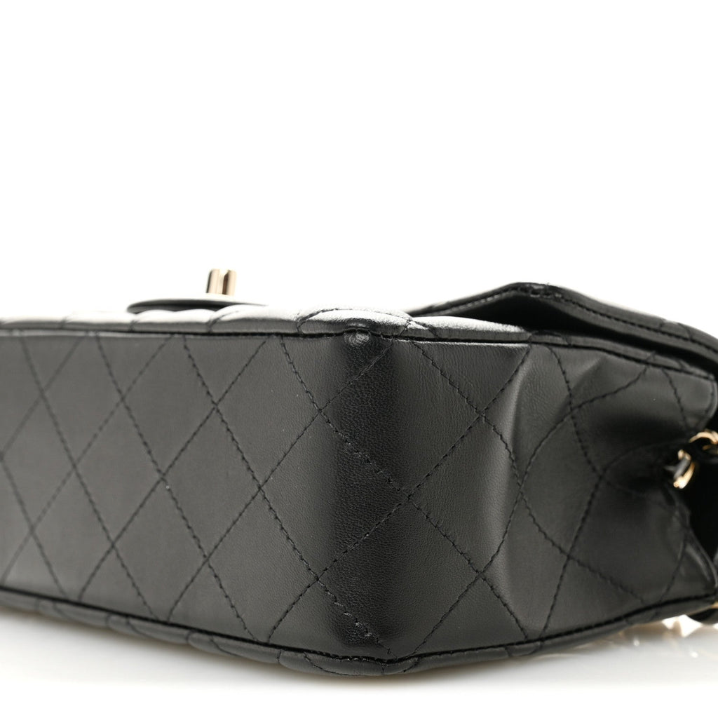 Chanel Lambskin Quilted Mini Rectangular Flap Black