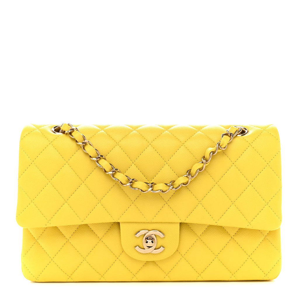 Chanel Caviar Quilted Medium Double Flap Yellow