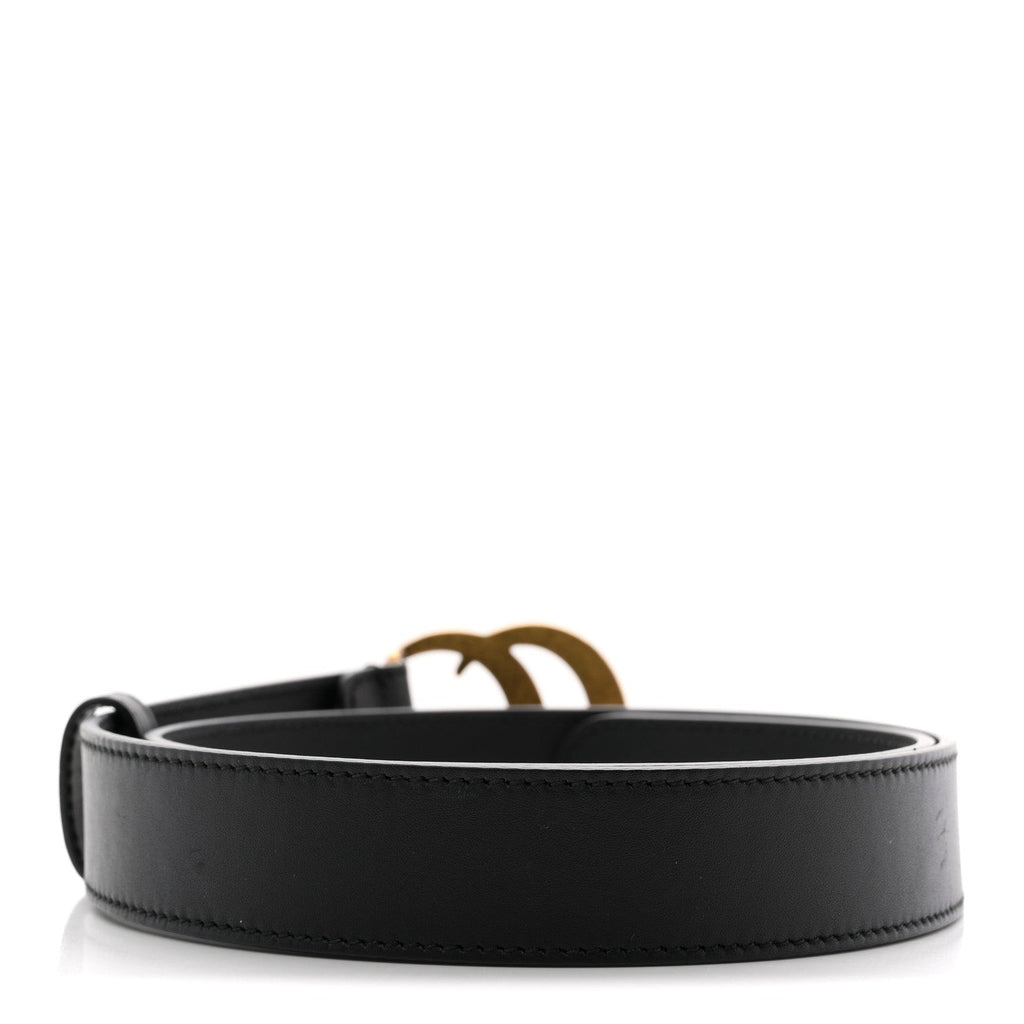 Gucci Calfskin Double G 30mm Belt 80 32 Black