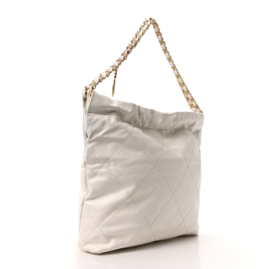 Chanel Shiny Calfskin Quilted Small Chanel 22 White Black