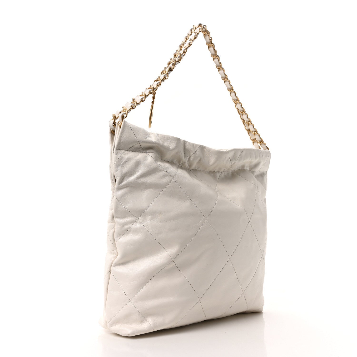 Chanel Shiny Calfskin Quilted Small Chanel 22 White Black