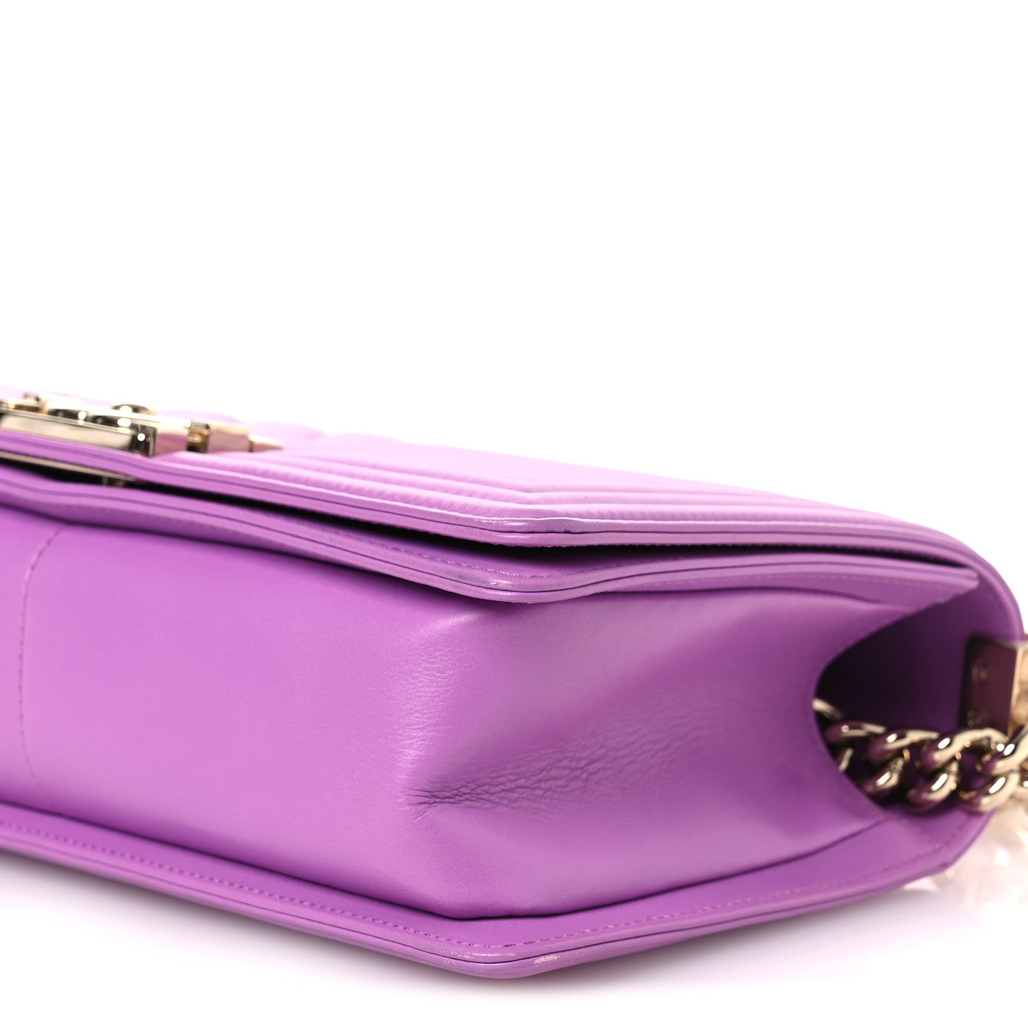 Chanel Lambskin Chevron Quilted Medium Boy Flap Purple