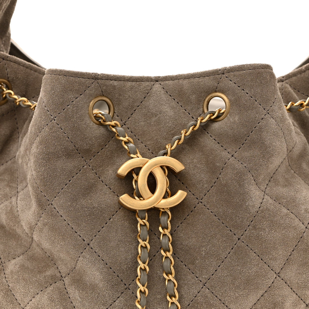 Chanel Suede Quilted Medium Chanel 25 Handbag Dark Grey