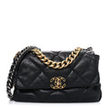 Chanel Goatskin Quilted Large Chanel 19 Flap Black