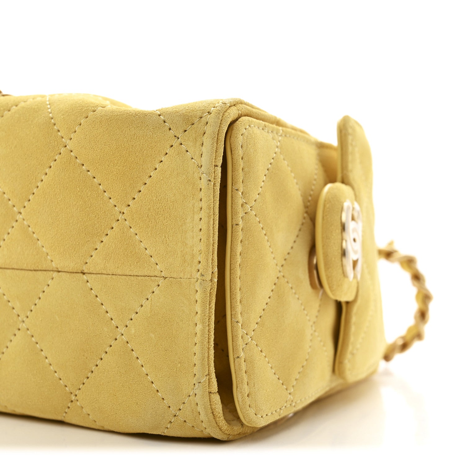 Chanel Suede Quilted Mini Chanel 25 Handbag Yellow