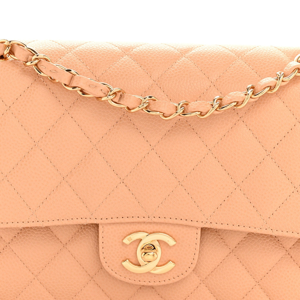 Chanel Caviar Quilted Medium Double Flap Beige Clair