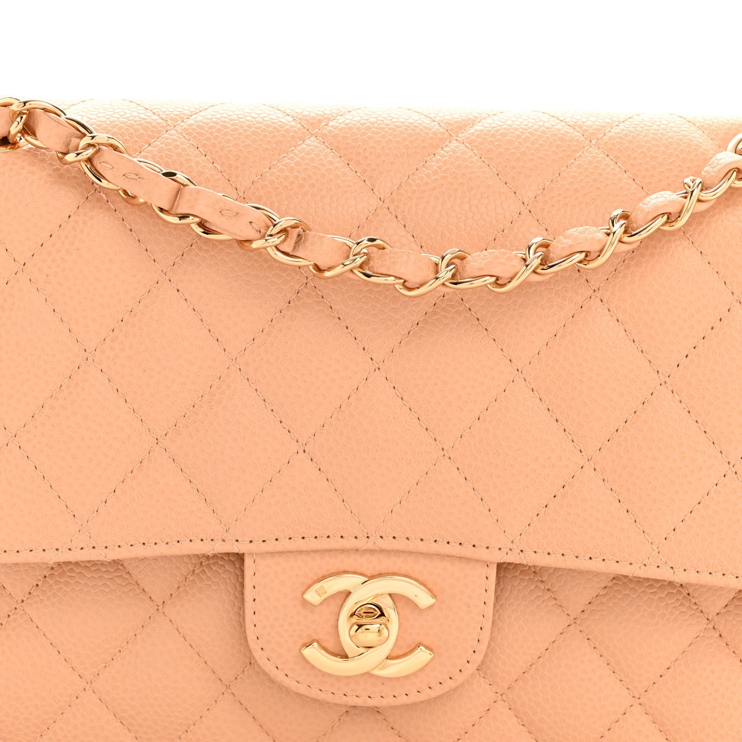 Chanel Caviar Quilted Medium Double Flap Beige Clair