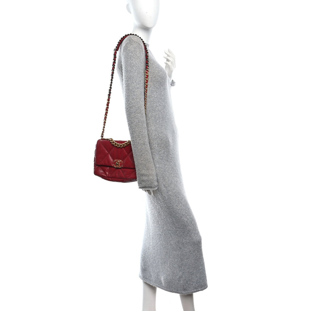 Chanel Goatskin Quilted Medium Chanel 19 Flap Red