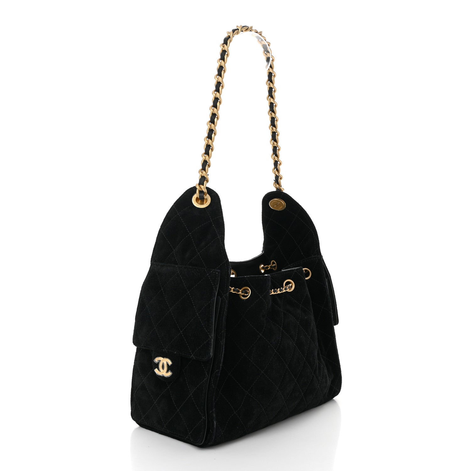 Chanel Suede Quilted Small Chanel 25 Handbag Black