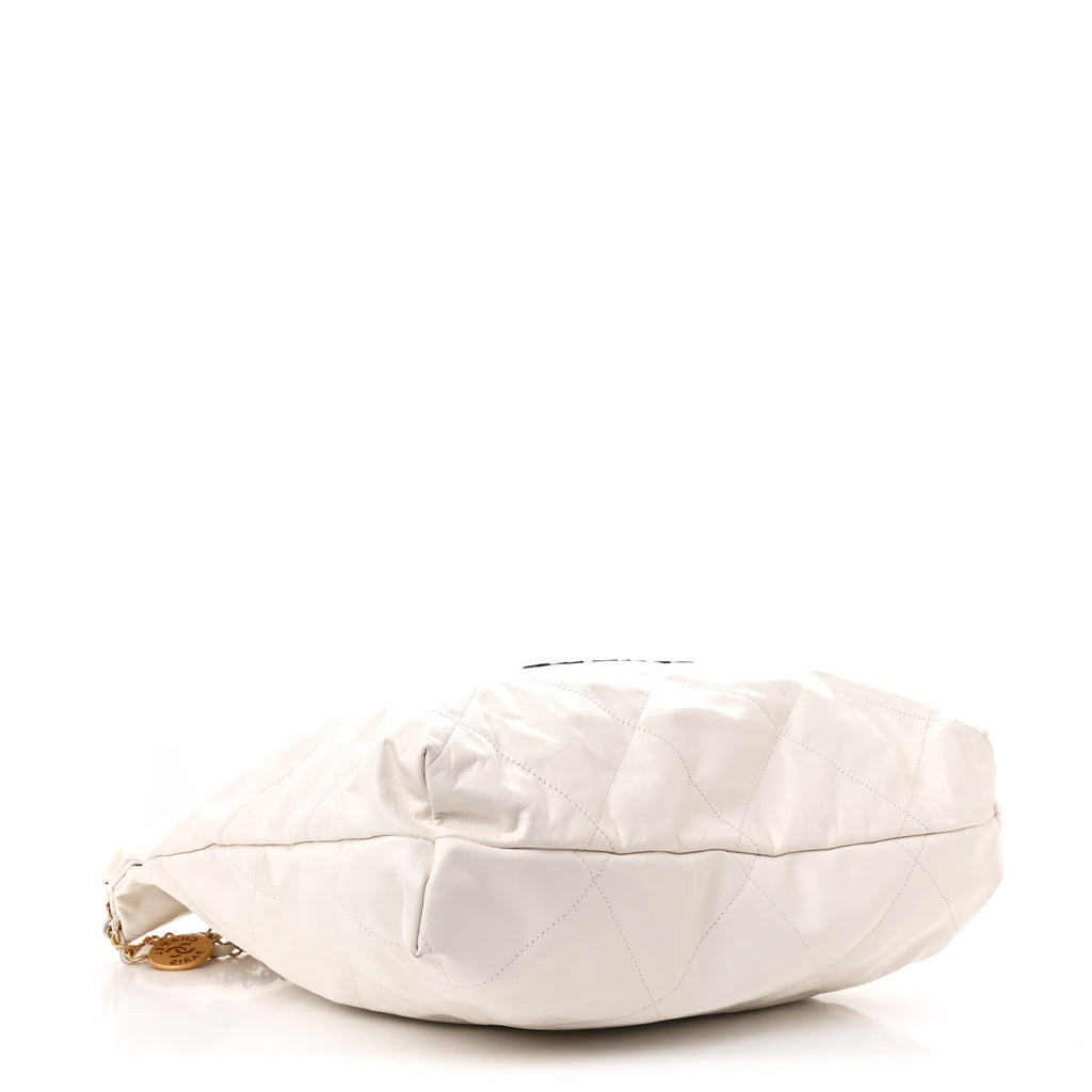 Chanel Shiny Calfskin Quilted Chanel 22 White Black