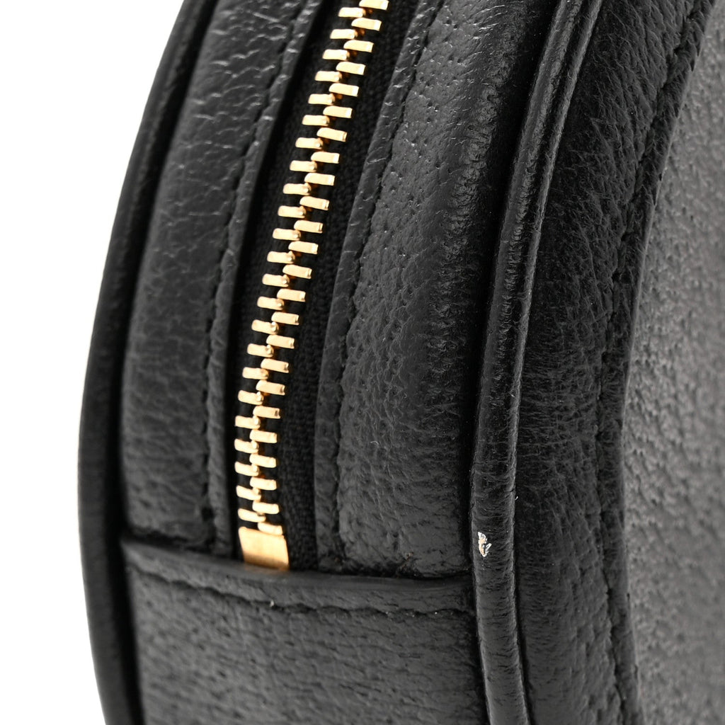 Gucci Textured Calfskin Web Ophidia Round Wrist Wallet Black