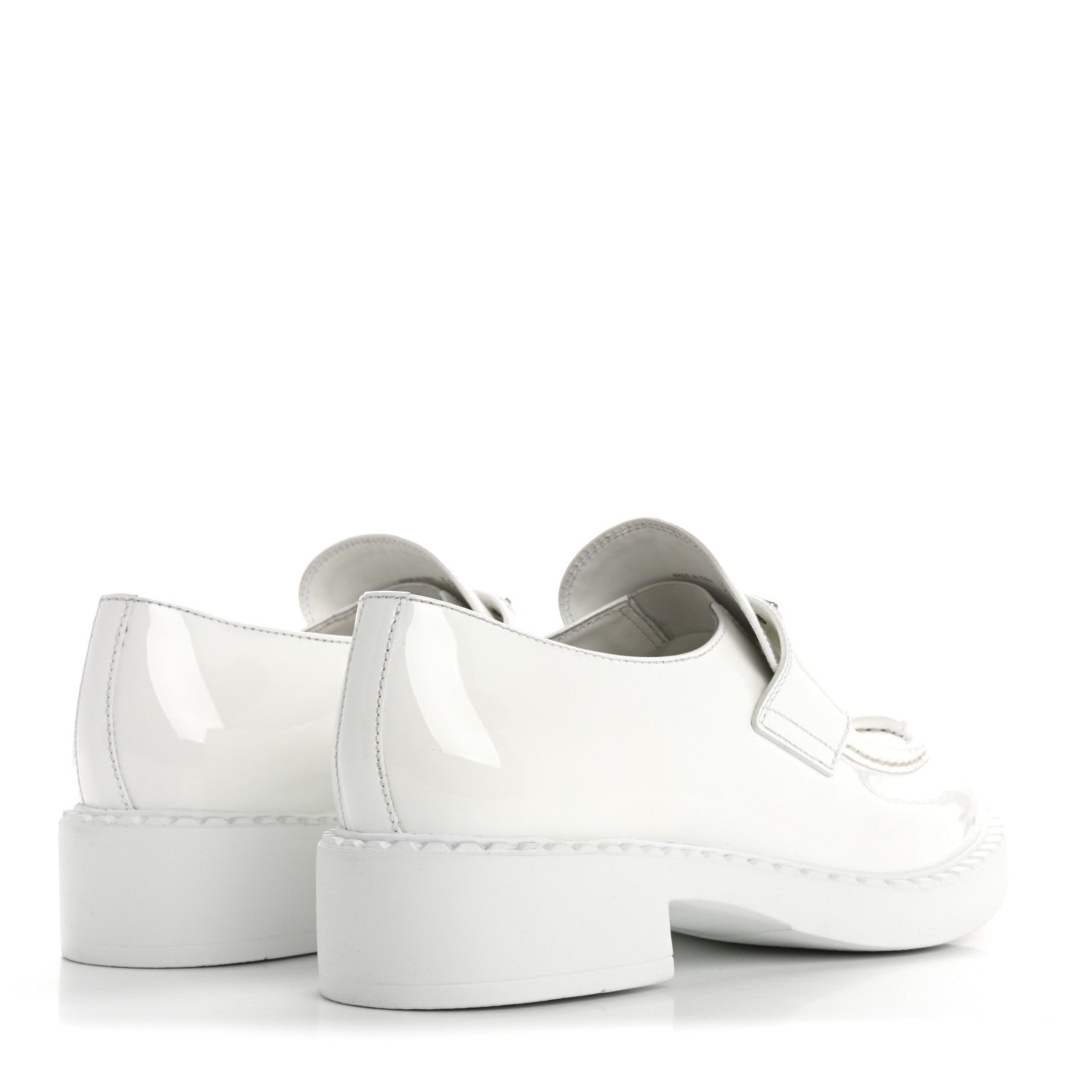 Prada Vernice Triangle 50mm Loafers 39.5 White