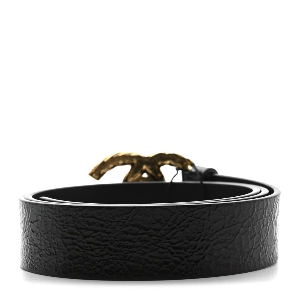 Glazed Calfskin CC Belt 80 32 Black