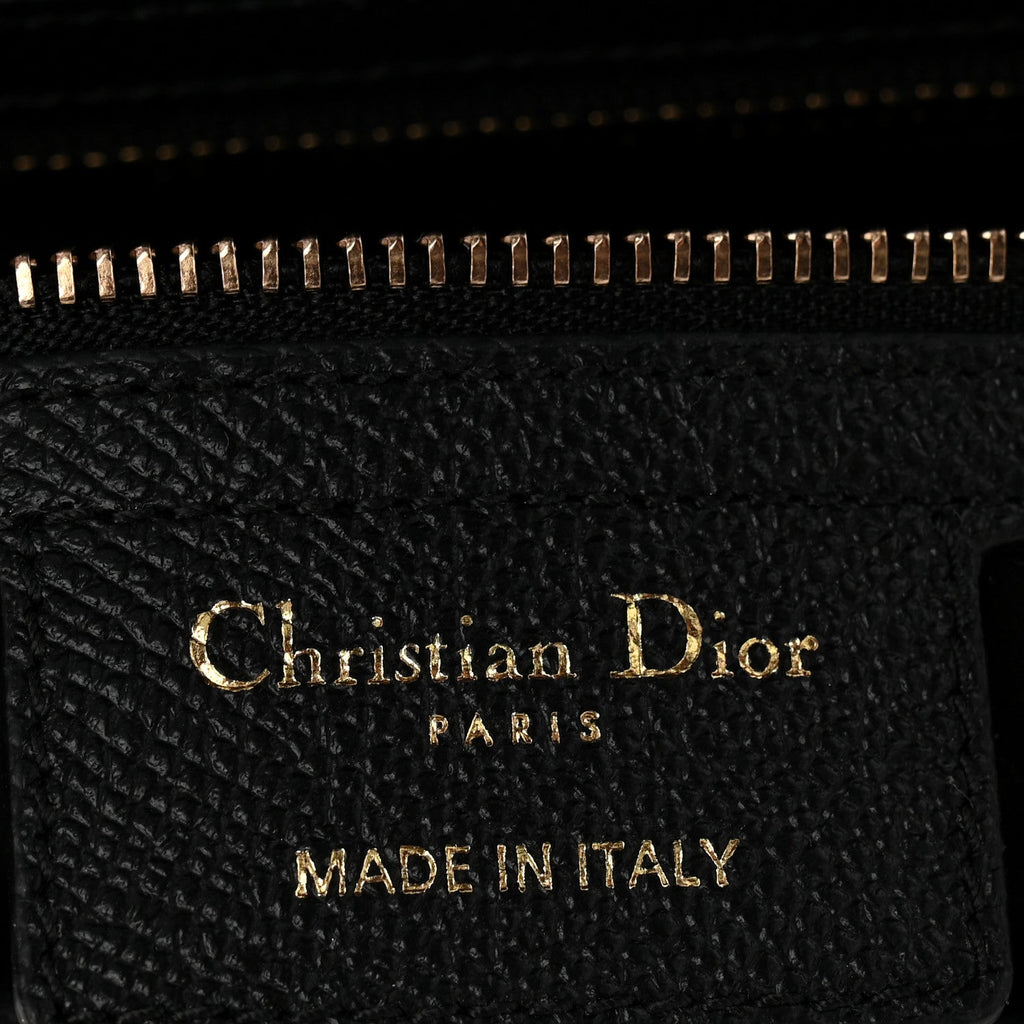 Christian Dior Grained Calfskin Saddle Bag With Strap Black