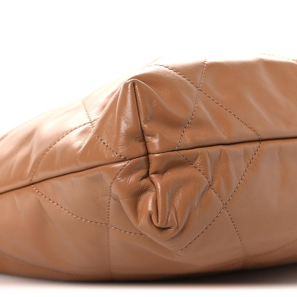 Chanel Shiny Calfskin Quilted Small Chanel 22 Beige