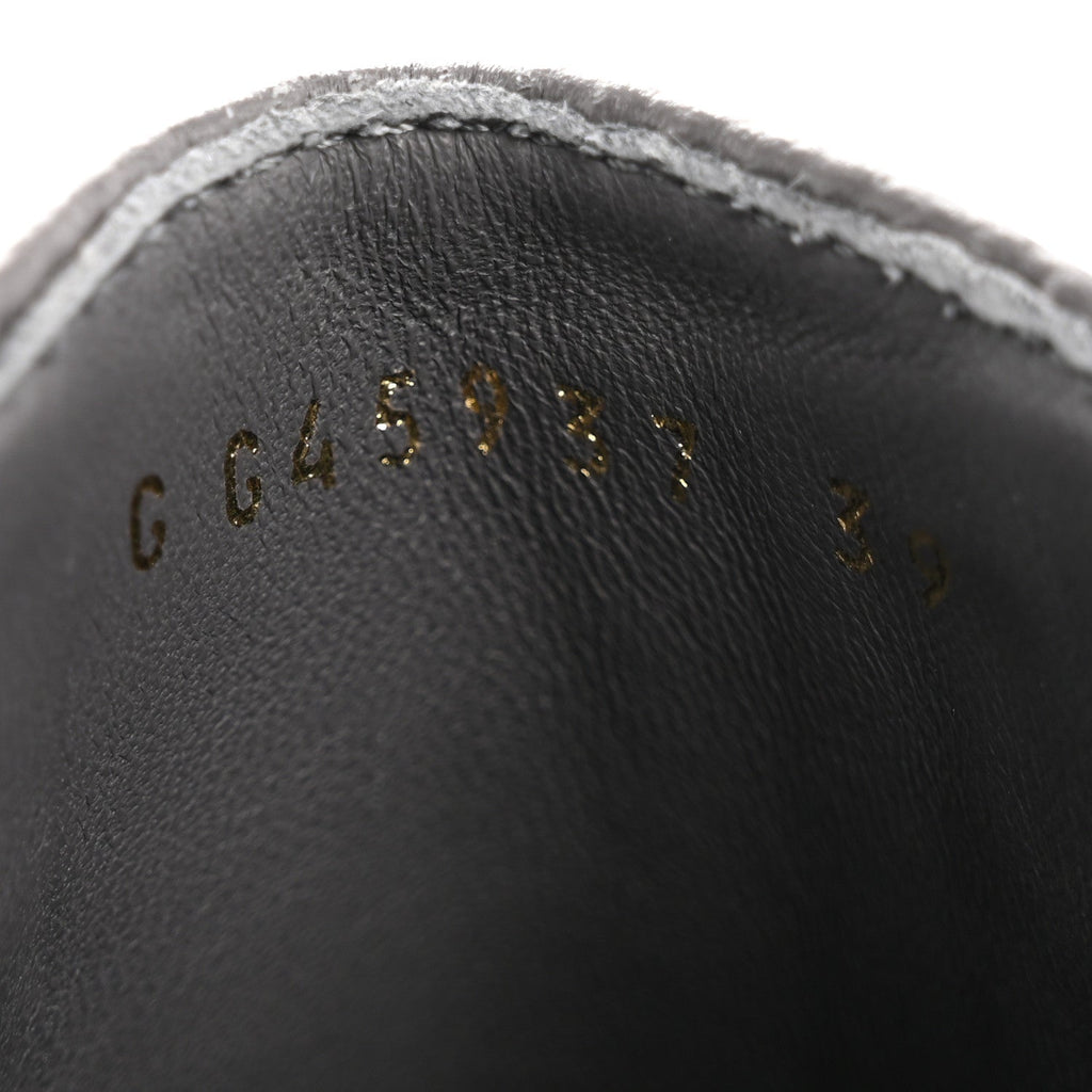 Calfskin Patent Cap Toe CC Short Boots 39 Grey Black
