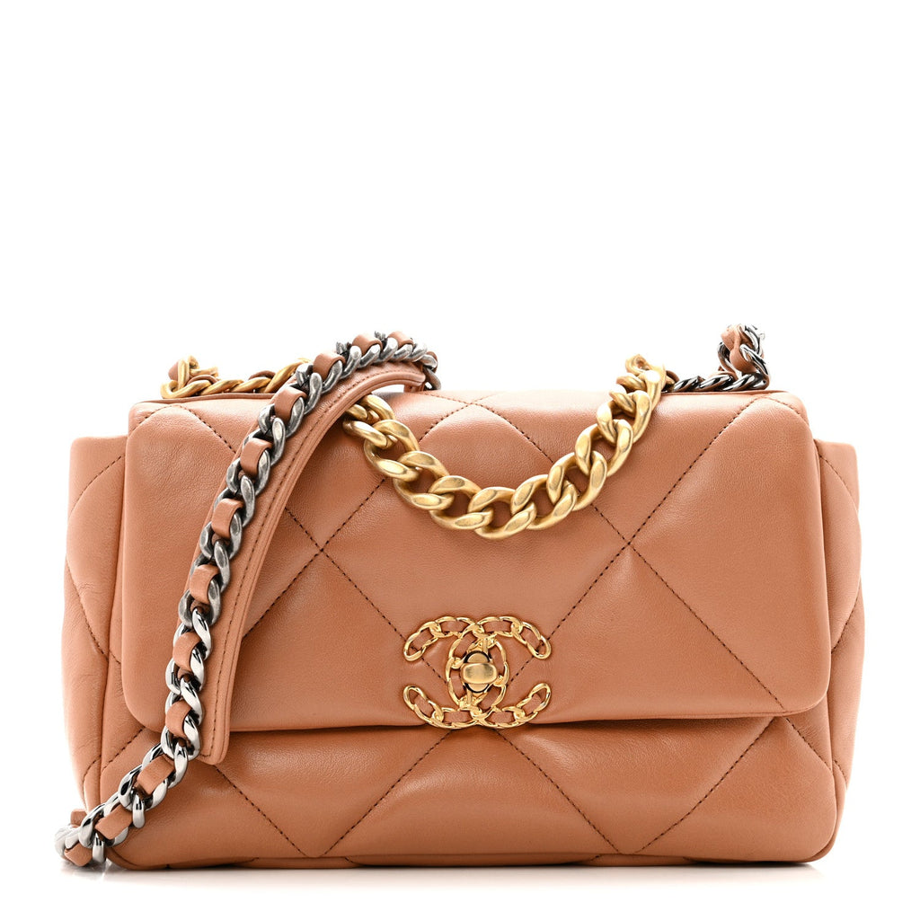 Chanel Lambskin Quilted Medium Chanel 19 Flap Brown