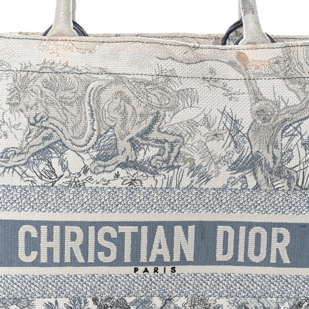 Christian Dior Gradient Canvas Embroidered Large Dioriviera Toile De Jouy Book Tote Blue