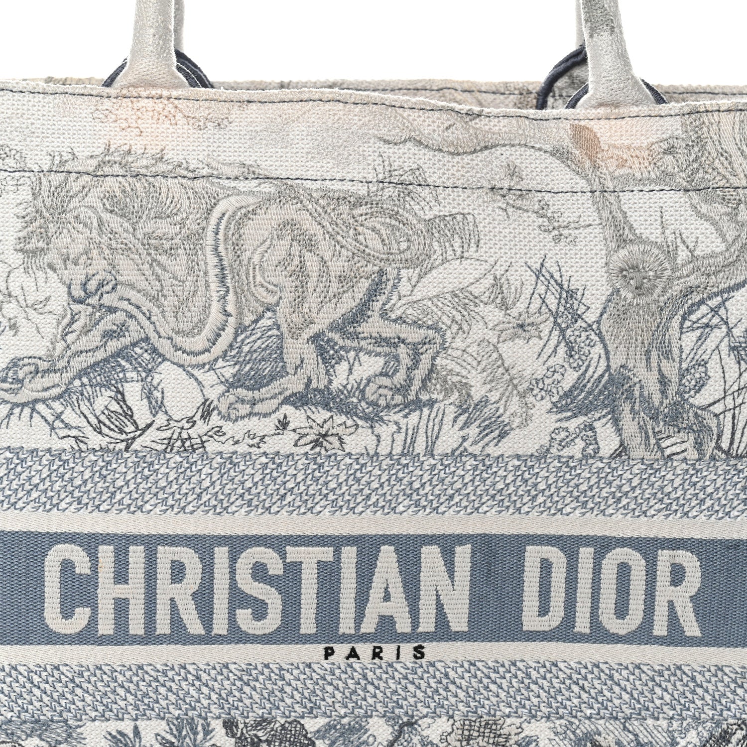 Christian Dior Gradient Canvas Embroidered Large Dioriviera Toile De Jouy Book Tote Blue
