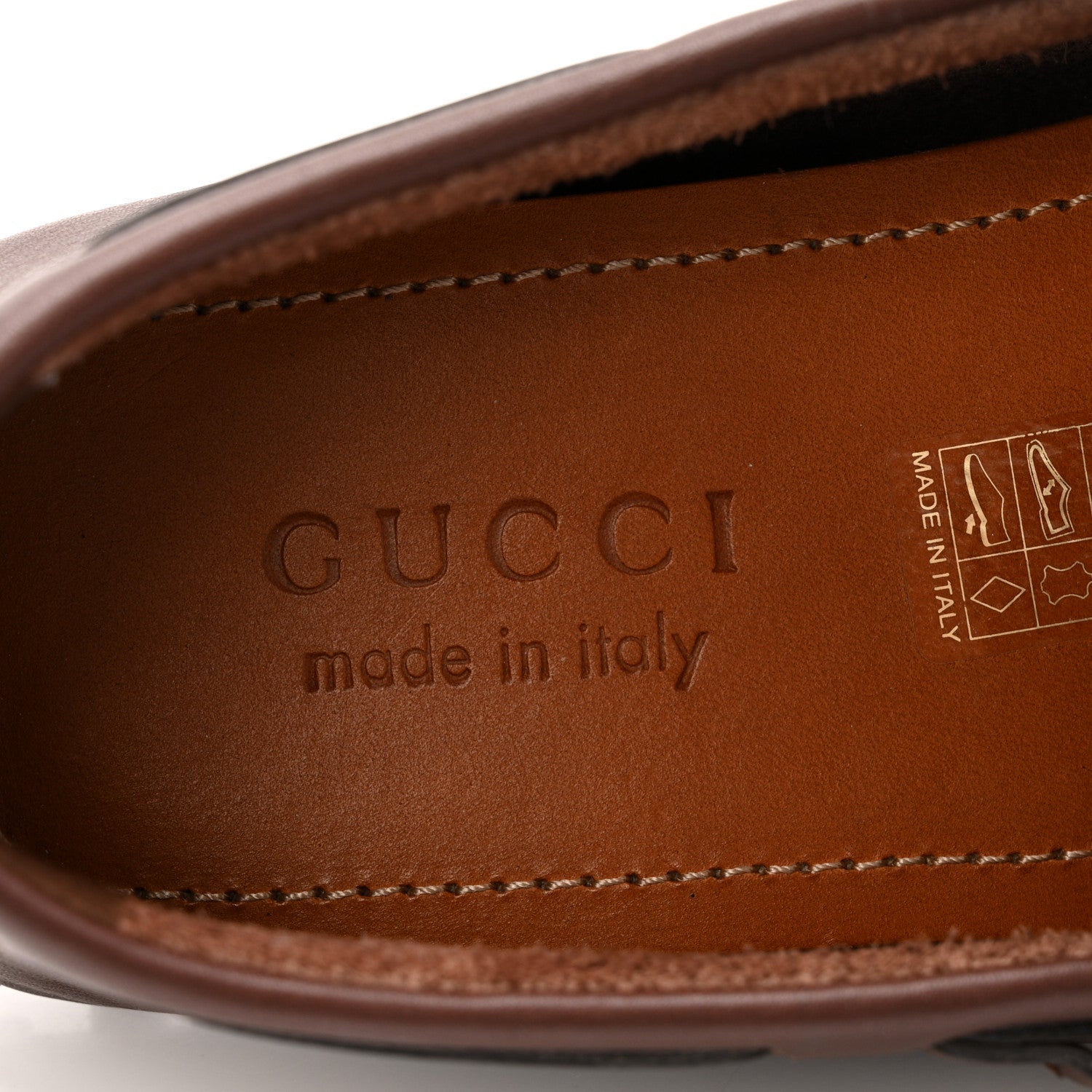 Gucci Calfskin Fringe Interlocking G Mens Driver Loafers 8 Brown