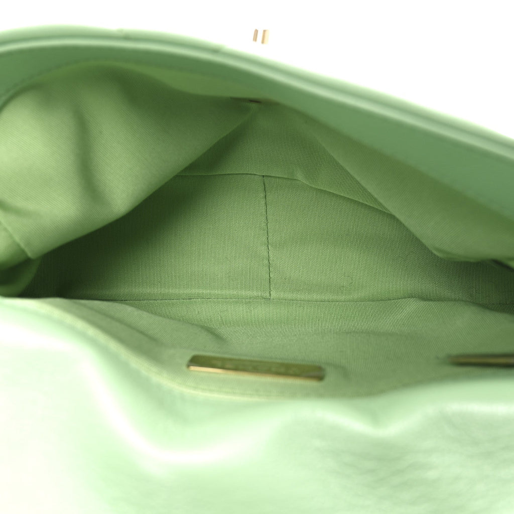 Chanel Goatskin Quilted Medium Chanel 19 Flap Light Green