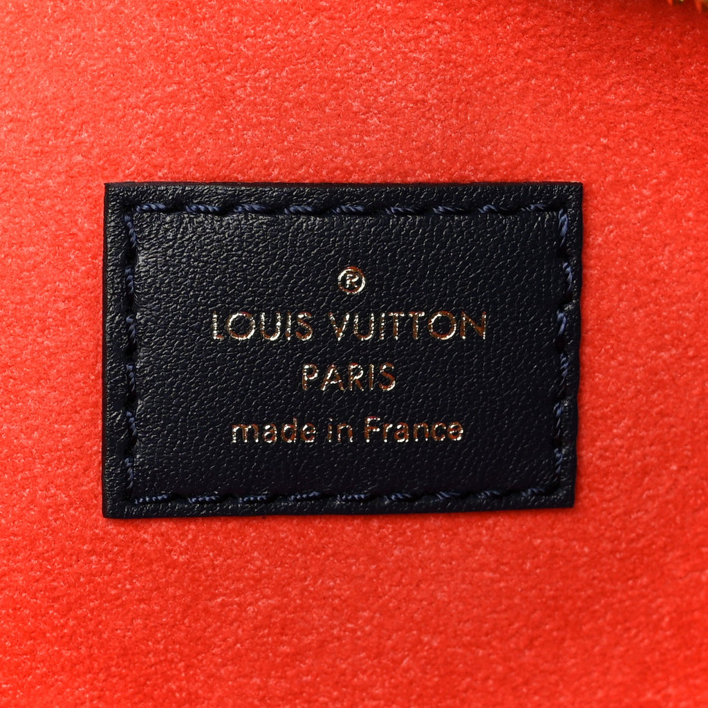 Louis Vuitton Lambskin Embossed Monogram LV Garden Coussin MM Navy Blue
