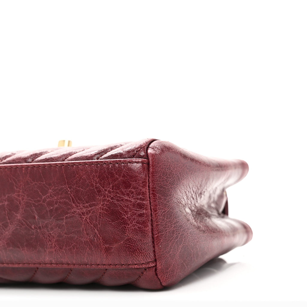 Chanel Glazed Calfskin Chevron Quilted Small Hampton Flap Burgundy
