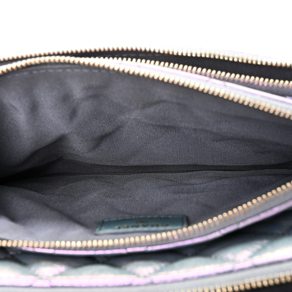 Iridescent Crumpled Calfskin Trio Cosmetic Case Purple