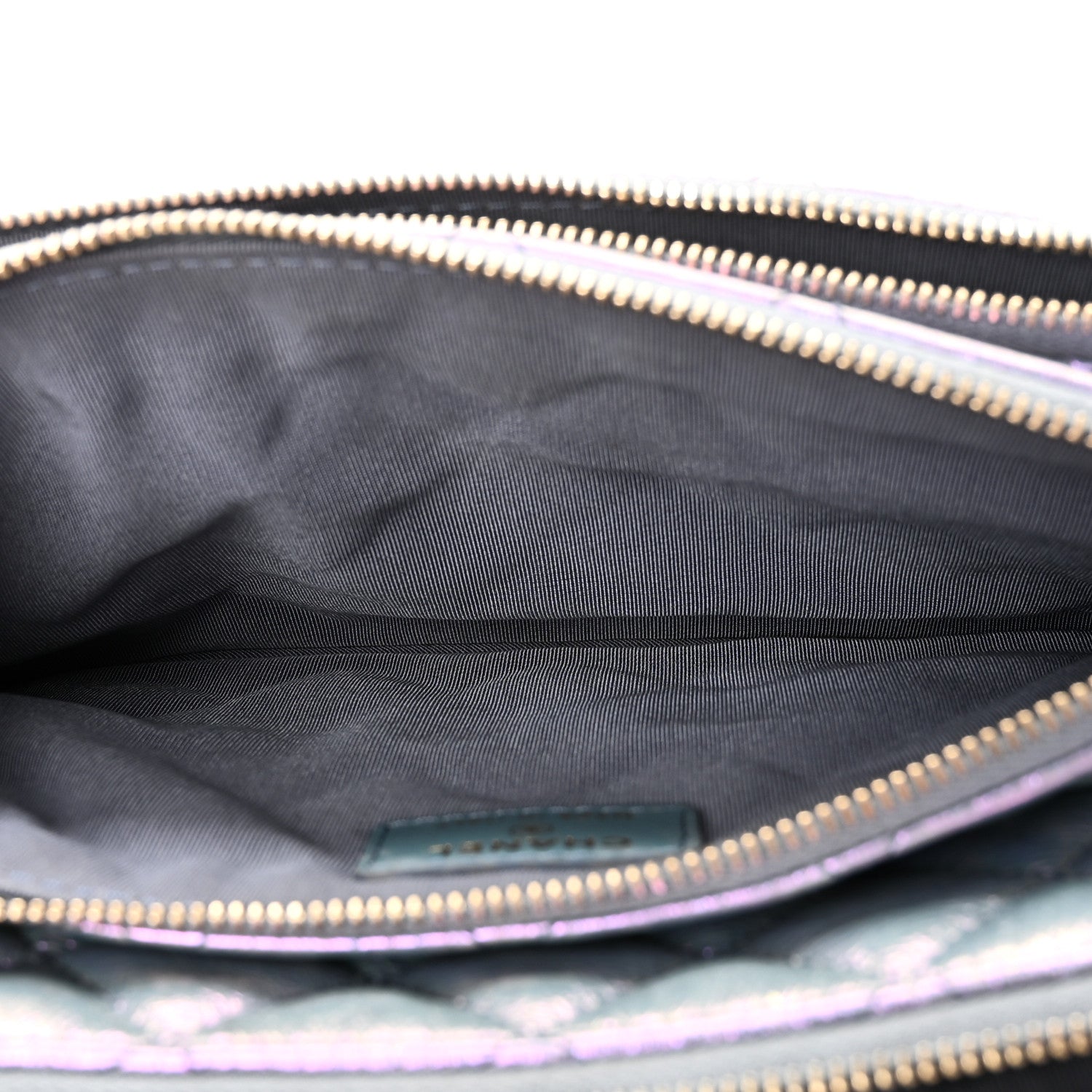 Iridescent Crumpled Calfskin Trio Cosmetic Case Purple
