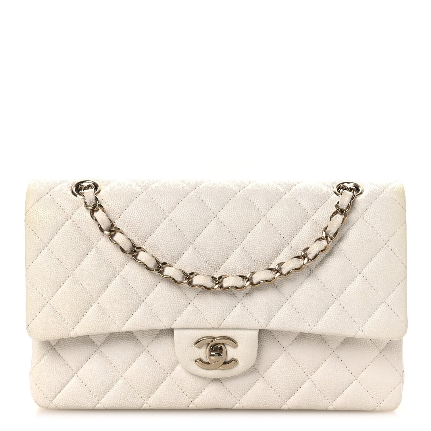 Chanel Caviar Quilted Medium Double Flap White