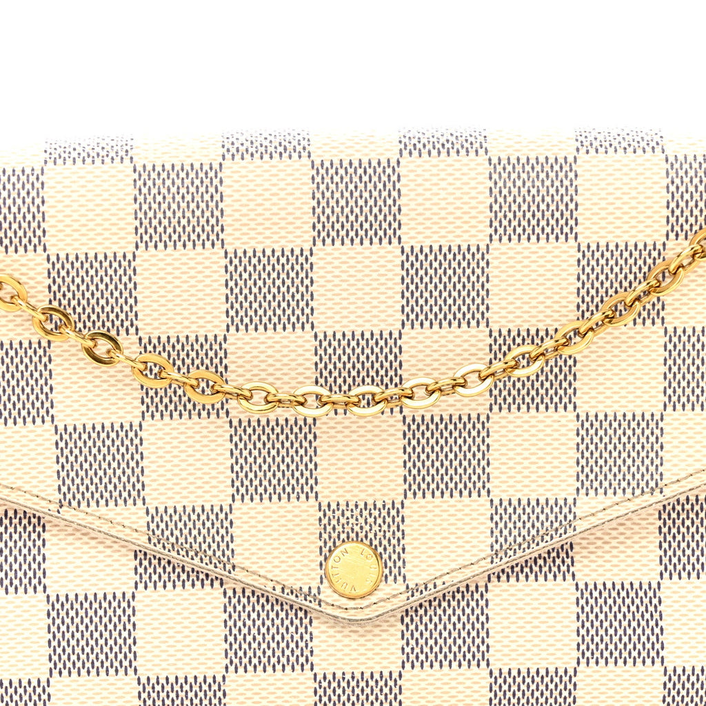 Louis Vuitton Damier Azur Pochette Felicie Chain Wallet Rose Ballerine
