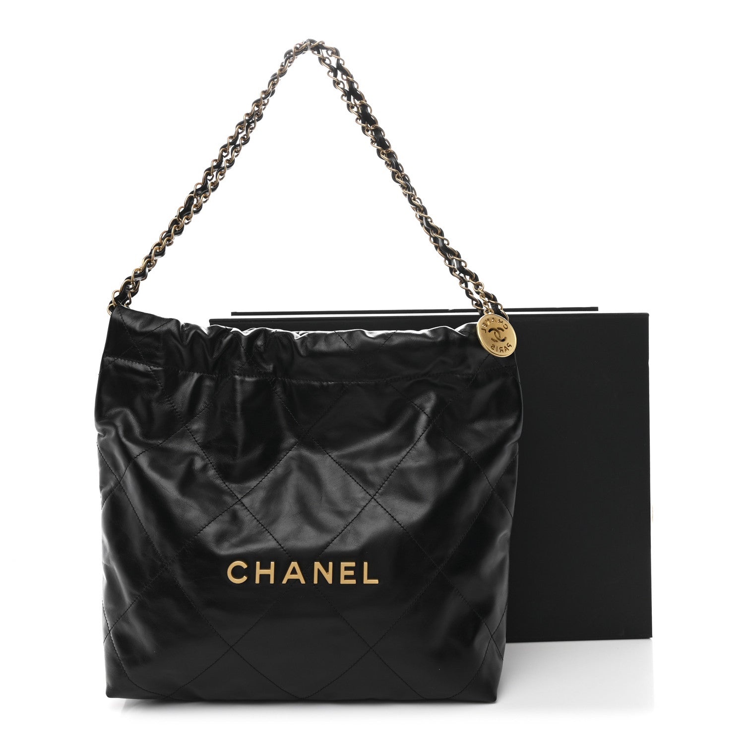 Chanel Shiny Calfskin Quilted Small Chanel 22 Black