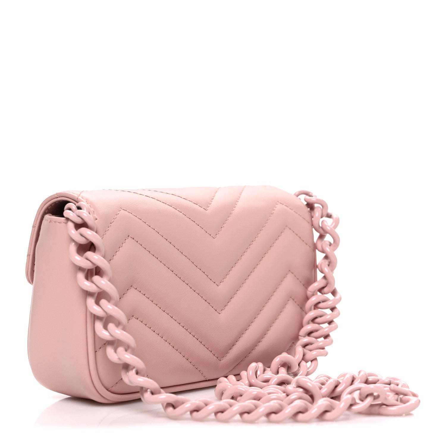 Gucci Calfskin Matelasse Monochrome GG Marmont Chain Belt Bag Perfect Pink
